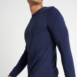 Kit and Ace Raw Brushed Long Sleeve Crew Neck Tee Dark Navy Mens Large